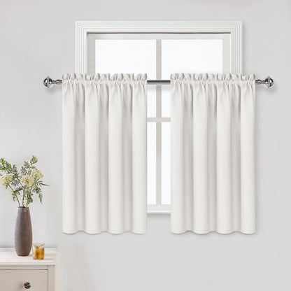 Short Blackout Curtains 42 x 36 Inch Long for Kitchen RV Bunk Ivory (2 Count)
