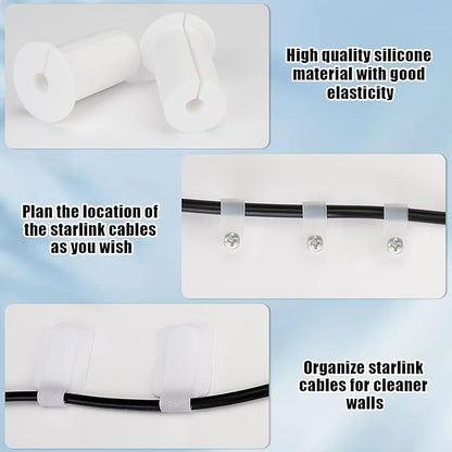 24Pcs Cable Routing Kit for Starlink - 1 inch Wall Grommets for Cables Through Bushings Cable Grommet with Nail in Cable Clips Reusable Cable Ties