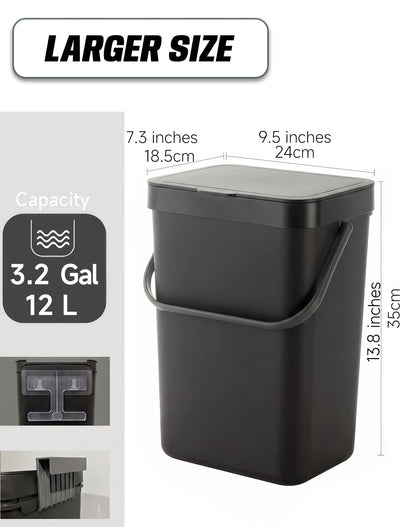 3.2 Gal Hanging Trash Can with Slide Lid