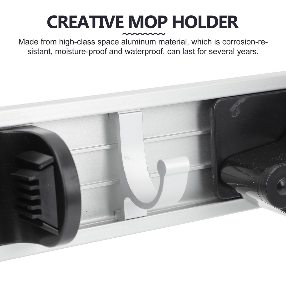 Punch Free Mop and Broom Holder Wall Mounted Organizer Space Aluminum 4