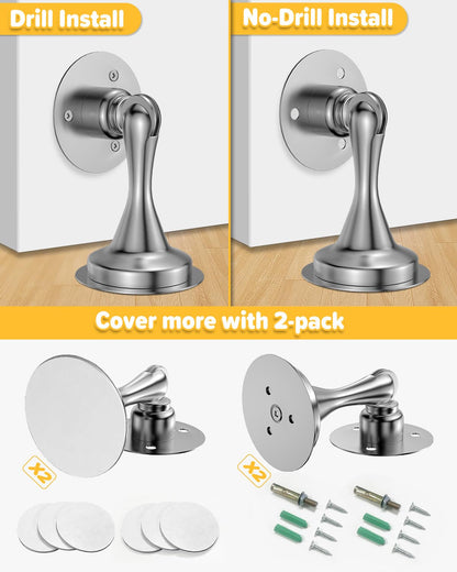 Magnetic Door Stoppers Bottom of Door Magnetic Door Catch Holder Wall Mount (2 Count)