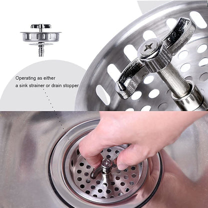 304 Stainless Steel Kitchen Sink Twist Lock Basket Drain Assembly W