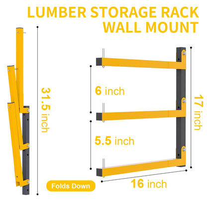 6 PACK Lumber Storage Rack Wall Mount Wood Organizer Storage Racks Heavy Duty Shelf Brackets with 9 (6 Count)