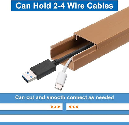 HARFINGTON 5pcs Cord Hider Wall 15inx1.18inx0.6in (LxWxH) PVC Cable Cover Self Adhesive Wire Hider Wall Mounted TV Cable Raceway for Cables Management (75in Total Length),Brown