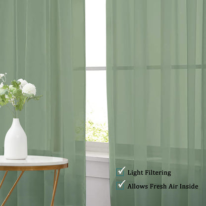 Sage Green Sheer Valances for Windows (2 Count)
