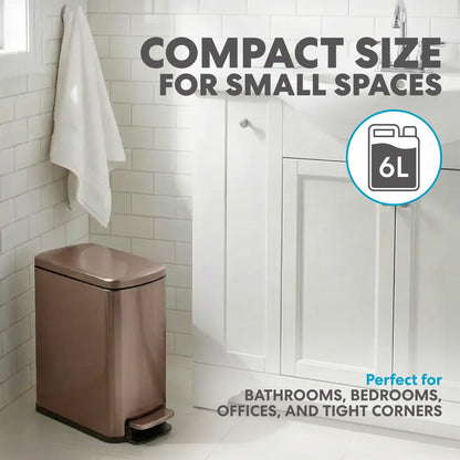 6L 1.6G Stainless Steel Bathroom Trash Can with Hands