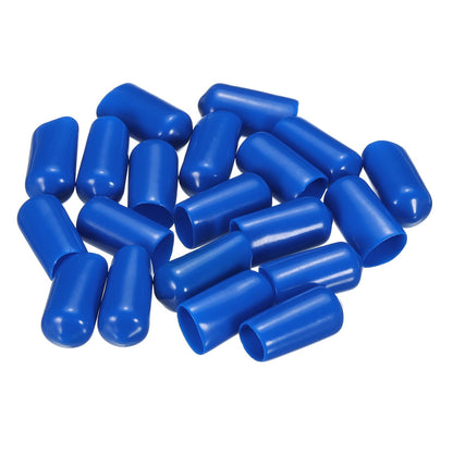 20pcs Rubber End Caps 9.5mm ID Vinyl PVC Round Tube Bolt Cap Cover Screw Thread Protectors Blue