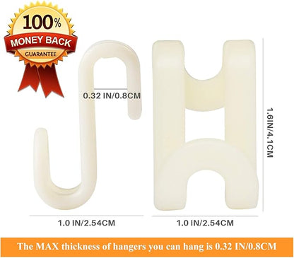 Clothes Hanger Connector Hooks, Outfit Hangers, Hanger Extender Clips, Cascading Hanger Hooks, Velvet Huggable Hangers Accessory, Heavy Duty Space Saving for Closet 60 Pack (Ivory)