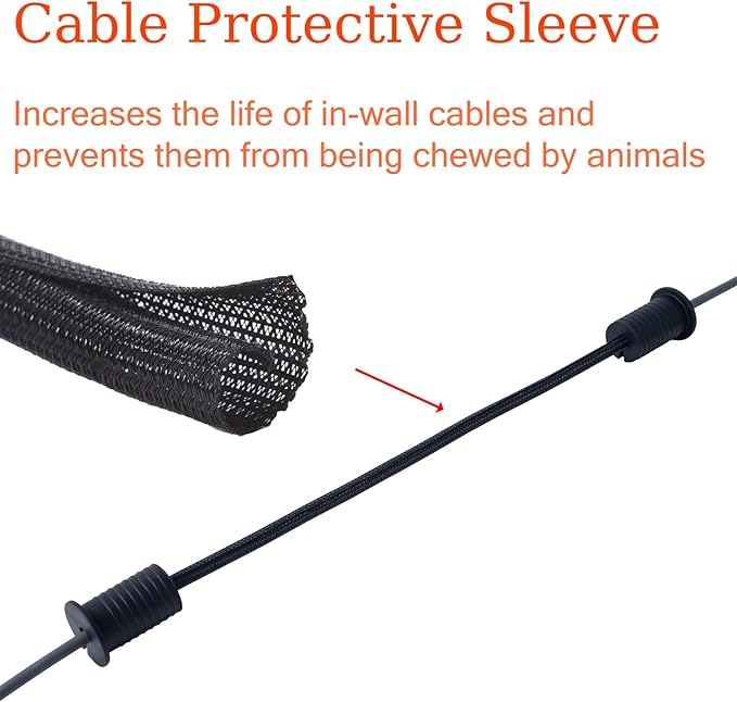 Starlink Cable Routing Kit,Cable Installation Kit,4* Grommets, 1" Spade Drill Bit,1" Strengthen Drill bit, 13" Cable Protective Sleeve,5/16" Drill Bit, 30 Wall Clamps Cable Installation Kit