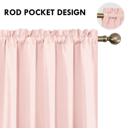 Wide Blackout Curtains for Bedroom 70 x 72 Inch Long Blush Pink