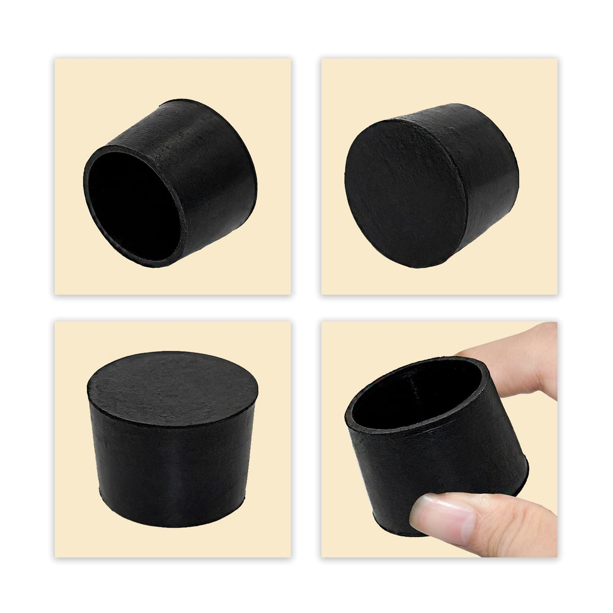 Furniture Table Covers Chair Leg Caps Round Black 38mm 1 (4 Count)