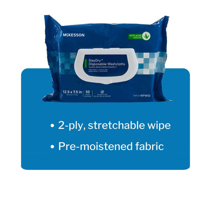 StayDry Pre Moistened Disposable Wipe (50 Count)