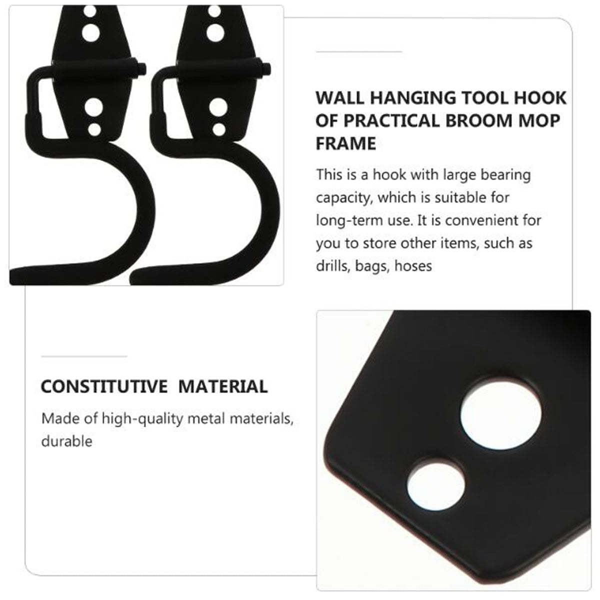 2 Pack Broom Holder Wall Mount Heavy Duty Mop Hanger with Screws Anchors Stand (2 Count)