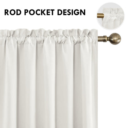 Short Blackout Curtains 60 x 36 Inch Long for Kitchen RV Bunk Ivory (2 Count)