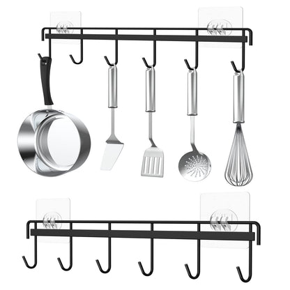Adhesive Kitchen Hooks Utensil Hanger Holder Hanging Rack 2 Pack