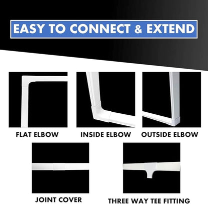 Kable Kontrol Cord Cover Cable Raceway Kit, 144”in Cable Cover Channel, Paintable Self-Adhesive Cable Management Wire Concealer, Cord Hider for Wall Mounted Tv, 1.25” W x 0.43” H – 10 Pcs – White