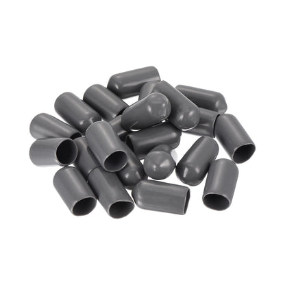 20pcs Rubber End Caps 8mm ID Vinyl PVC Round Tube Bolt Cap Cover Screw Thread Protectors Dark Grey