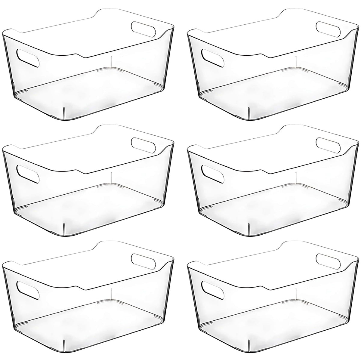 Clear Plastic Storage Bins (6 Count)