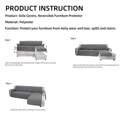 Reversible L Shape Sectional Couch Cover
