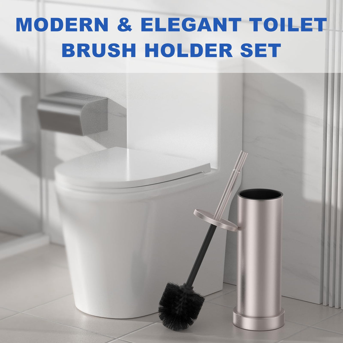 2 Pack Brushed Nickel Toilet Brush with Holder (2 Count)