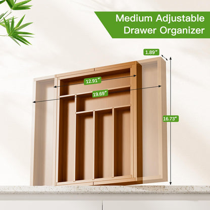 Bamboo Expandable Drawer Organizer for Utensils Holder