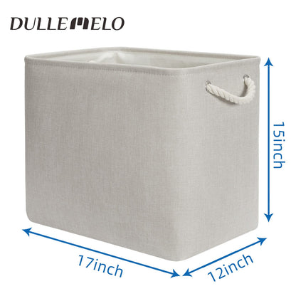 2 Pack Large Storage Baskets for Organizing Canvas Fabric Storage Basket Bins With Rope Handles for Shelf Clothes Empty Gift Basket (2 Count)