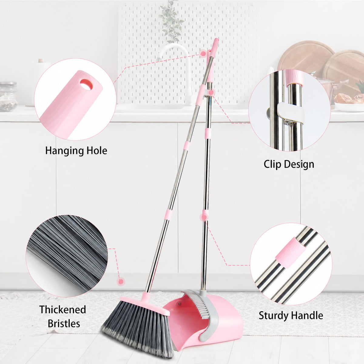 Broom and Dustpan Combo Set