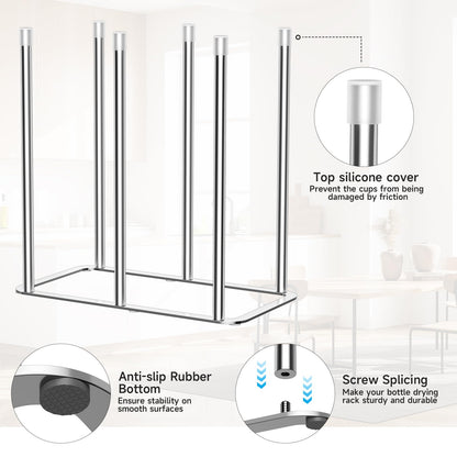 Water Bottle Drying Rack Reusable Bottle Rack Dryer Kitchen Stand Holder Metal Countertop Baby Bottle Drying Rack Water Cup Drying Rack for Plastic Bags