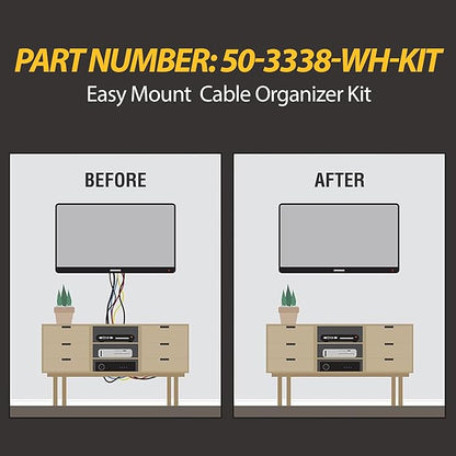 DataComm Electronics Easy-Mount TV Media Organizer Kit, In-Wall Cable Management for Low-Voltage Cables, DIY-Friendly Cord Hider for Wall-Mounted TV