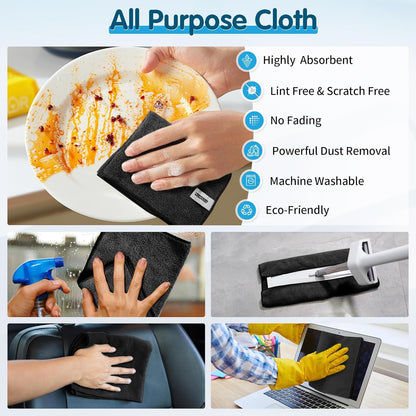 Black Microfiber Cleaning Cloth (50 Count)