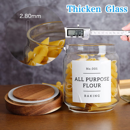 16 OZ Stackable Glass Food Storage Jars with 132 Pantry Labels Preprinted