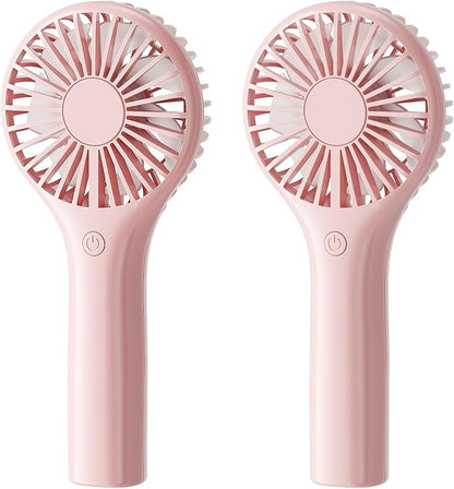 TriPole 2 Pack Mini Portable Handheld Fan Pink, 3 Speeds Powerful Personal Battery Hand Held Fan for Travel Trip Outdoor Concerts, Cute Small Rechargeable Lash Fan for Makeup Skincare Drying