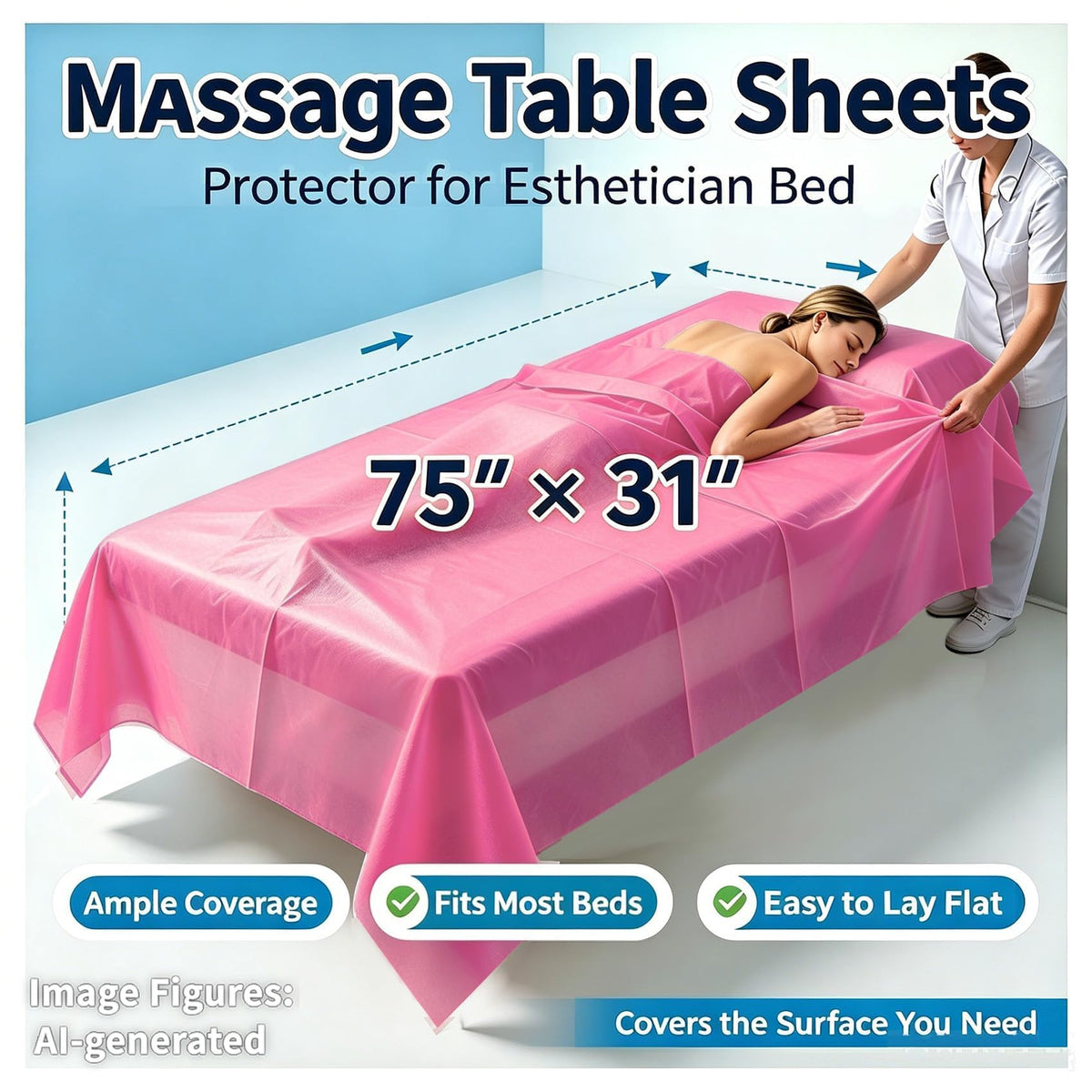 50 PCS Massage Table Sheet Disposable Spa Bed Cover 75"x31" Oil (50 Count)