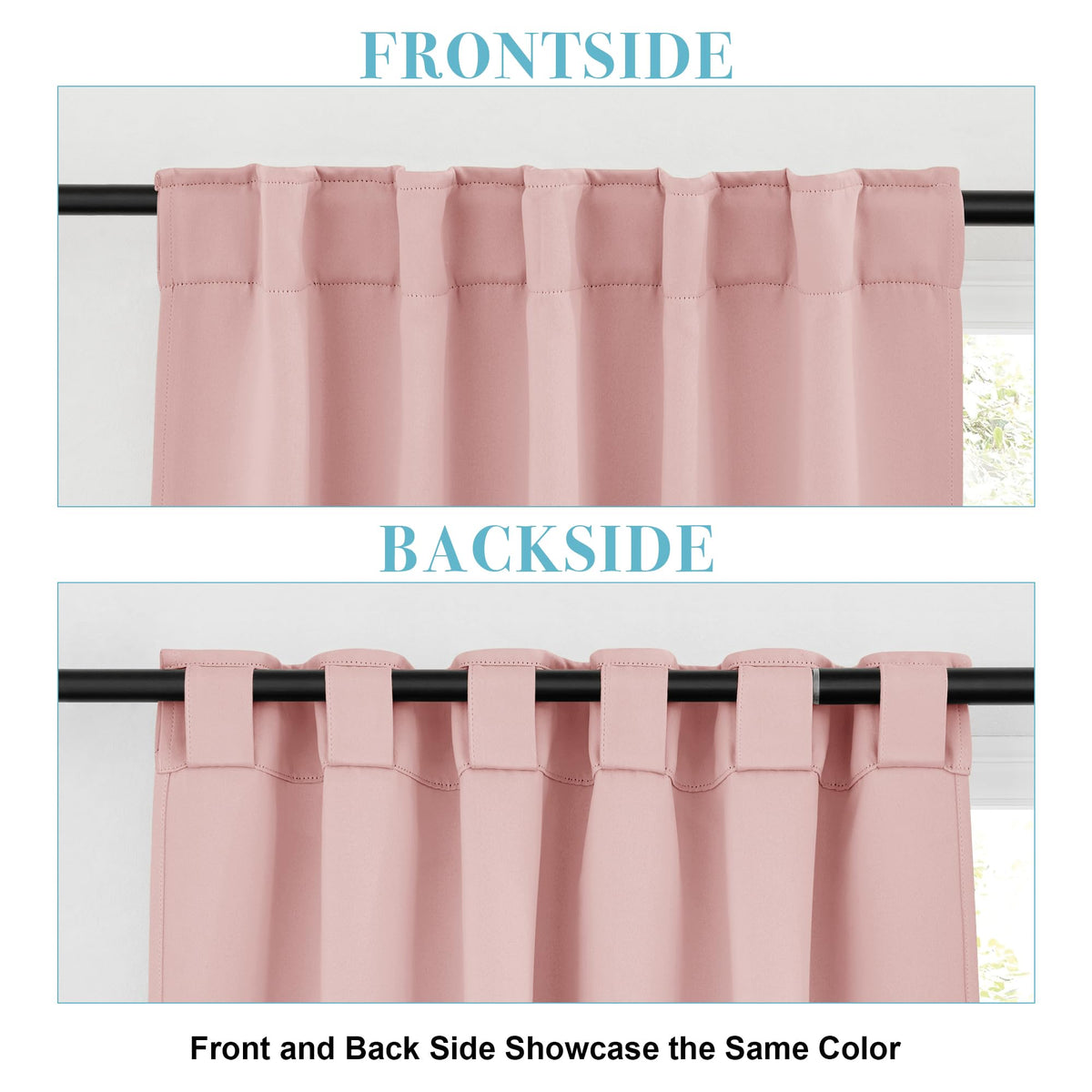 Pink Blackout Curtains for Girls Bedroom 72 inches Long (2 Count)