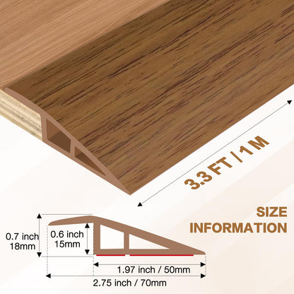 Floor Transition Strip Vinyl Door Threshold Ramp Self Adhesive Carpet Edging Strip Doorway Edge Trim (3.3 Foot)