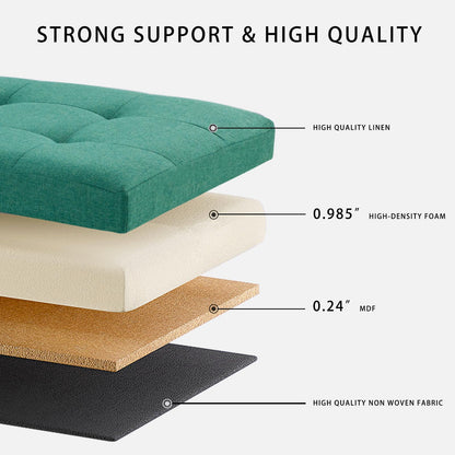 Ottoman with Storage Bench Folding Foot Rest Stool Linen Avocado