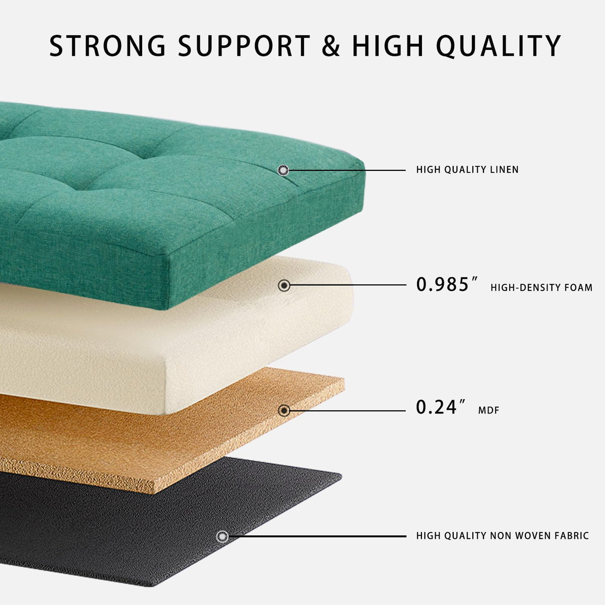 Ottoman with Storage Bench Folding Foot Rest Stool Linen Navy