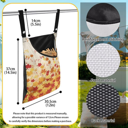 Maple Leaf Print Clothespin Bag Clothespin Bag for Clothesline Outdoor Clothespins Storage with Hanger Hook Waterproof Clothespins Bags Hanging for Indoor Outdoor