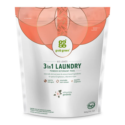 3-in-1 Laundry Detergent Pods, 60 Count, Gardenia