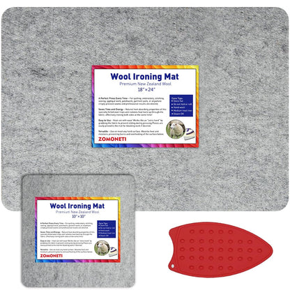 24" x 18" + 10" x 10" Wool Pressing Mat 100% New Zealand Felted Wool Ironing Mat Pad Blanket for Quilter