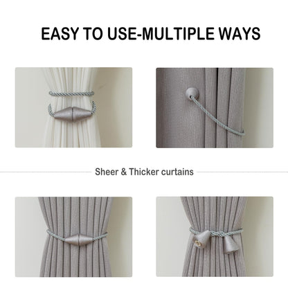 Magnetic Curtain Tiebacks 6 Pack Outdoor Rope Curtain Tie Backs Decorative Window Treatment Holdbacks for Home Decorative Curtain (6 Count)