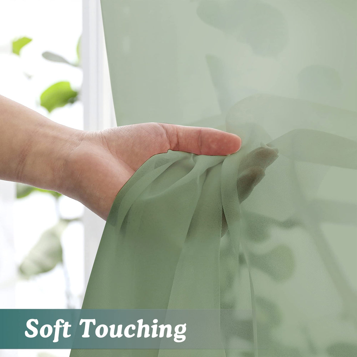 Sage Green Sheer Curtains 72 Inch Length 2 Panels