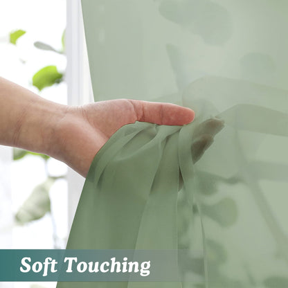 Sage Green Sheer Curtains 72 Inch Length 2 Panels