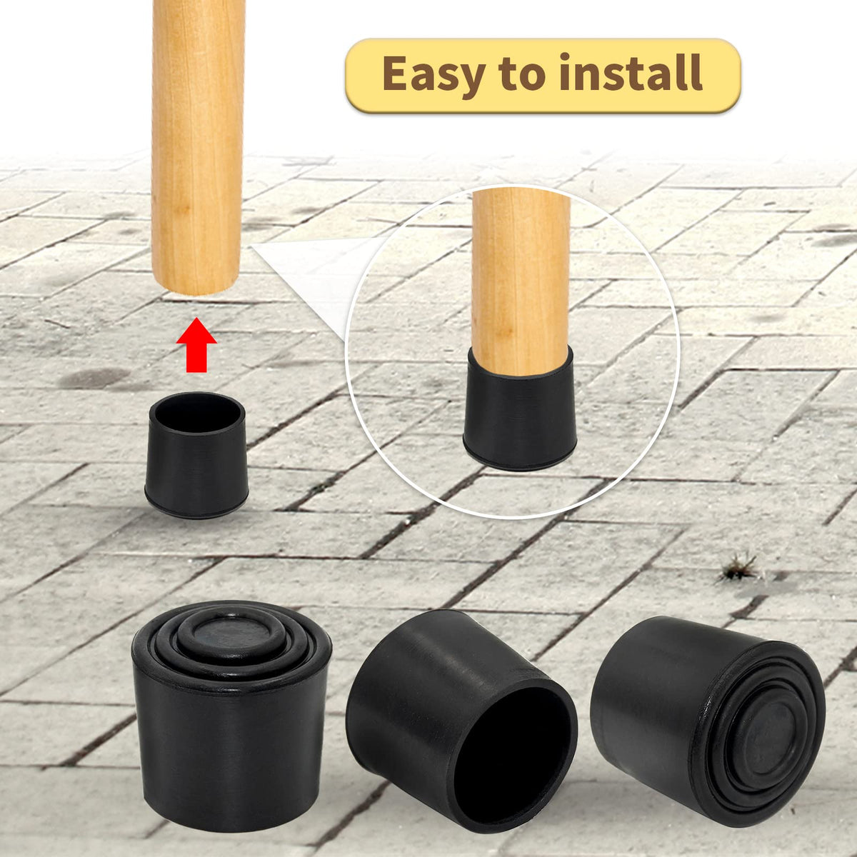 Furniture Table Covers Chair Leg Caps Round Black 32mm 4PCS (4 Count)
