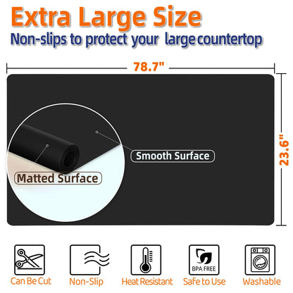 Silicone Mat 78.7”x 23.6” Heat Resistant Mats for Countertop