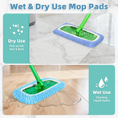 4 Pack Blue Reusable Mop Pads Fit for Swiffer Sweeper (4 Count)