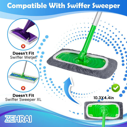 6 Pack Reusable Microfiber Mop Pads Compatible with Swiffer Sweeper Mop (6 Count)