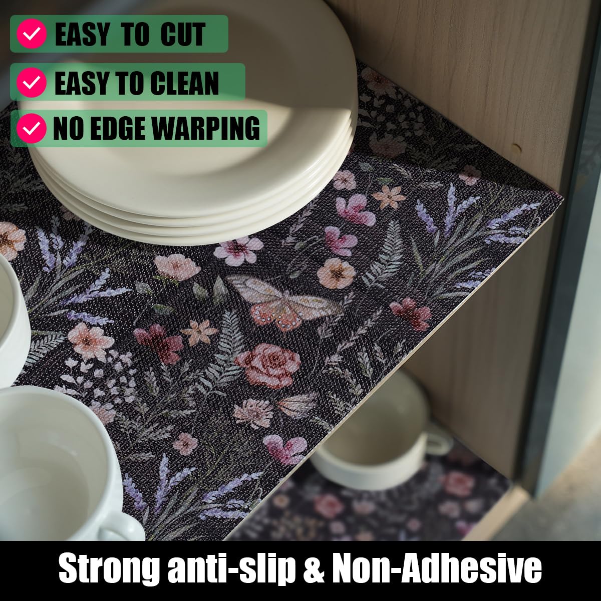 16IN x 10FT Butterfly Shelf and Drawer Liner for Kitchen Cabinets