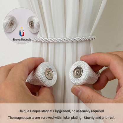 Magnetic Curtain Tiebacks 2 Pack Outdoor Rope Curtain Tie Backs Decorative Window Treatment Holdbacks for Home Decorative Curtain (2 Count)