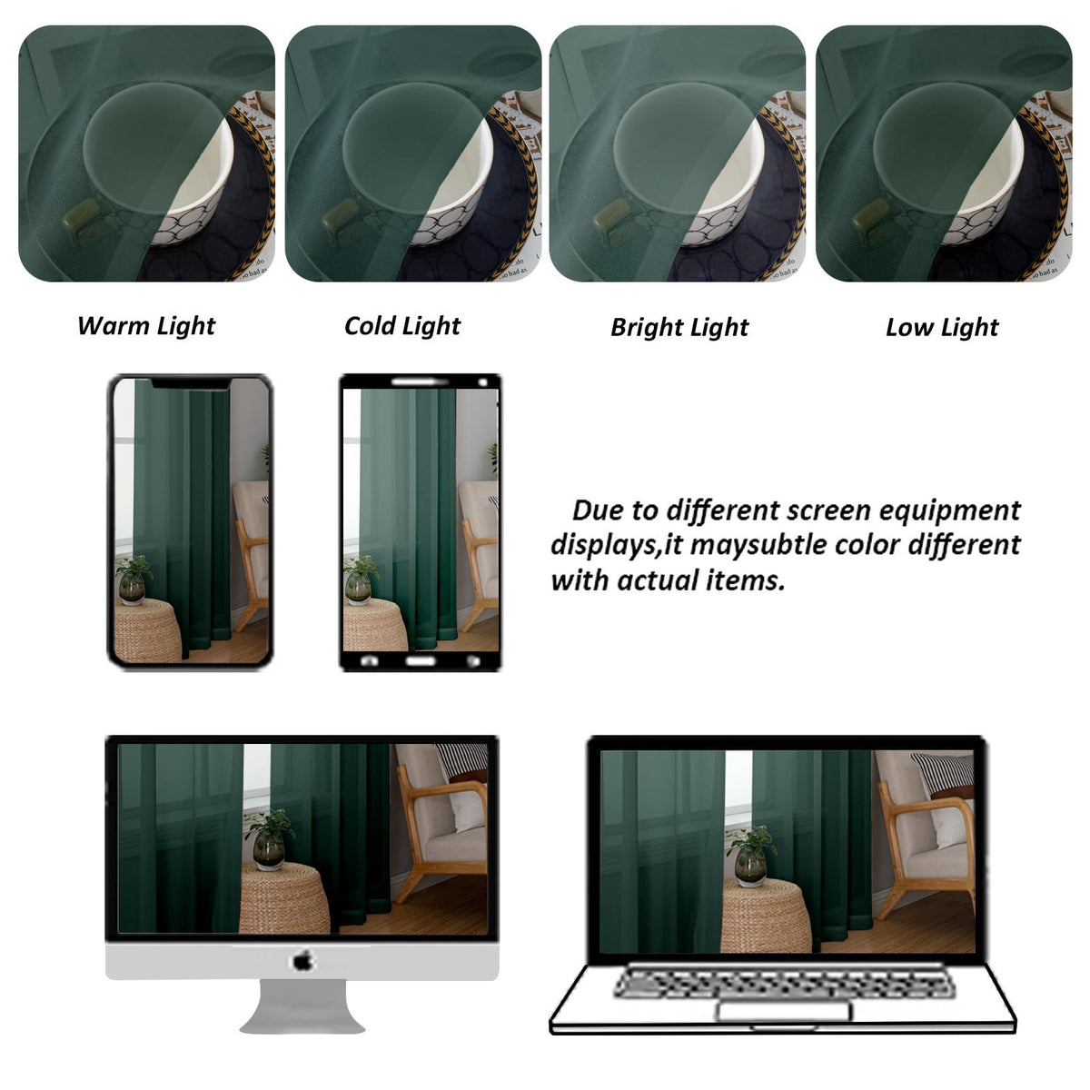 Hunter Green Sheer Valances for Windows (2 Count)